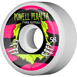 Powell Peralta Park Ripper II 58mm White/Pink/Yellow Skateboard Wheels