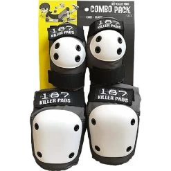 187 Killer Pads Combo Pack Knee/Elbow Pad XS Grey/Black/White