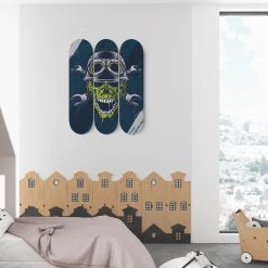 Amazing Zombie Skull Skateboard Wall Art