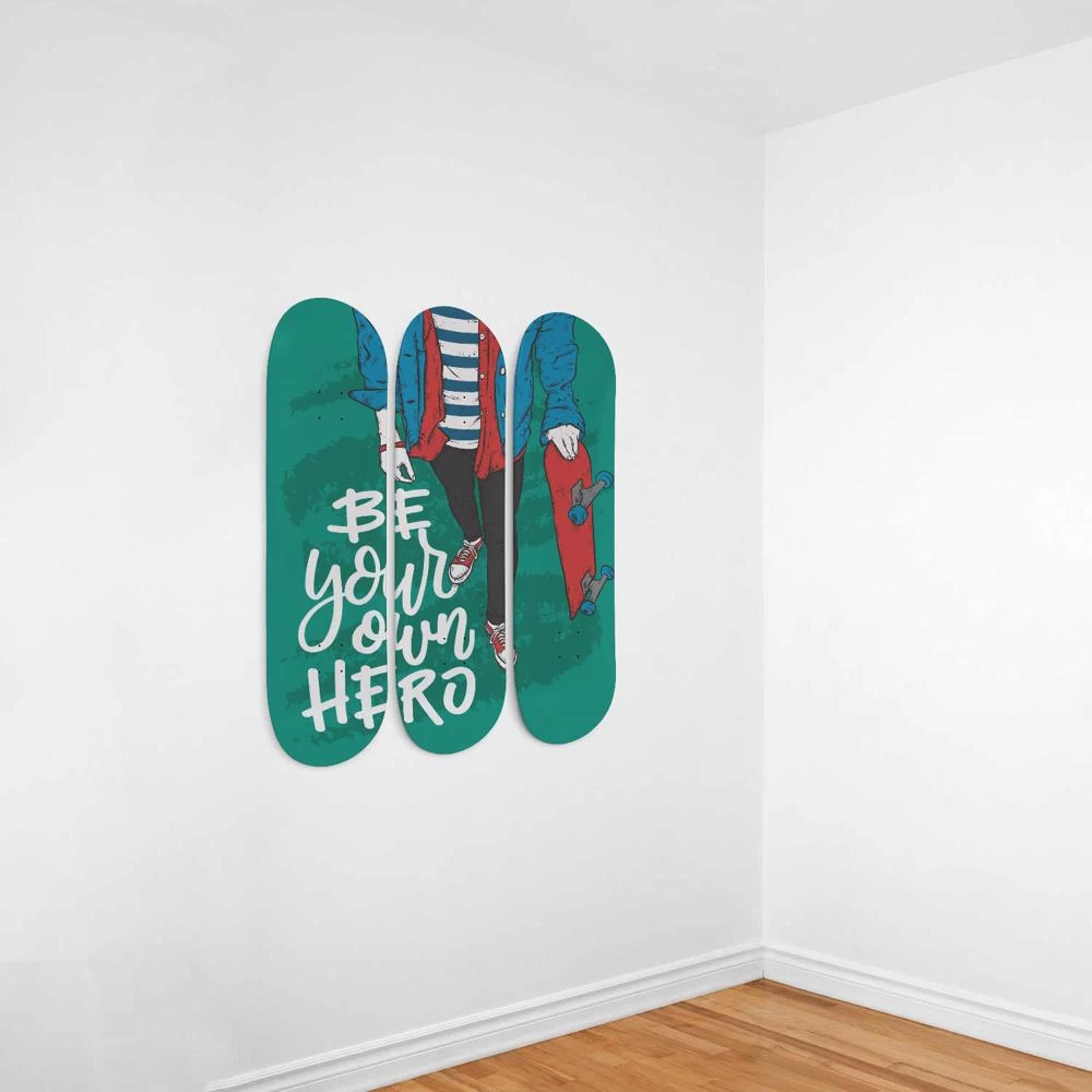 Be Your Own Hero | Inspirational Phrases | Skateboard Wall Art - Image 5