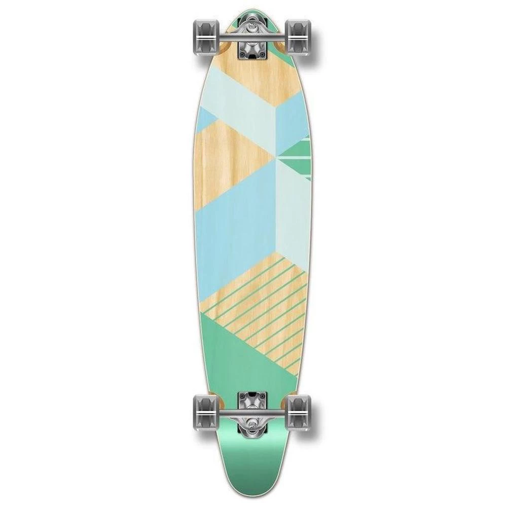 Geometric Green 40" Kicktail Longboard From Punked - Complete