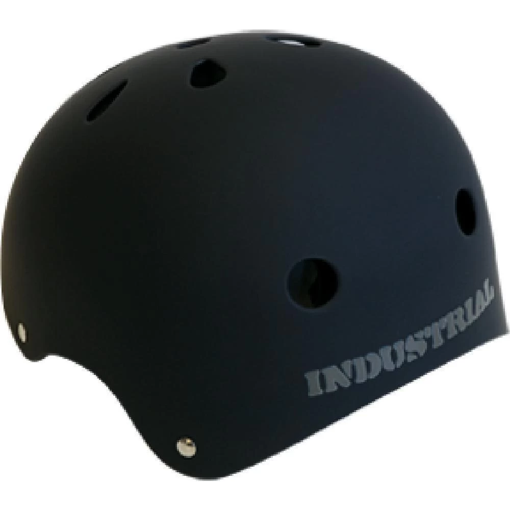Industrial Flat Black Longboard Skateboard Skate Helmet - Image 2