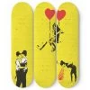 Kissing Coppers, Girl Sitting On A Swing Of Red Heart Balloon And Love Sick Banksy Graffitis