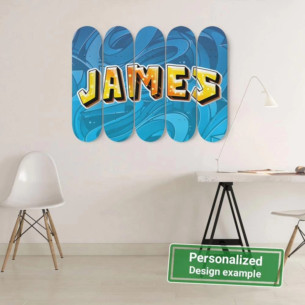 Personalized Wonderful Graffiti Abstract Background Skateboard Wall Art - Image 2