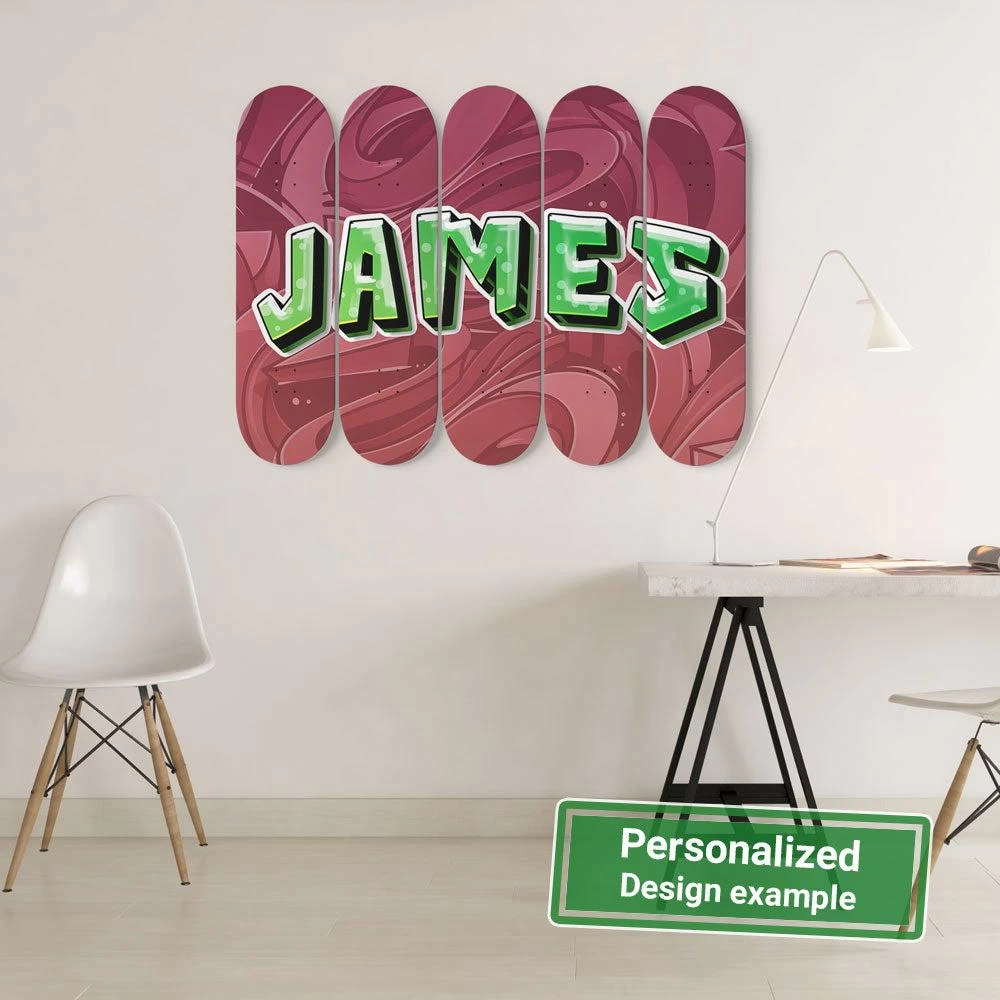 Personalized Wonderful Graffiti Abstract Background Skateboard Wall Art - Image 3