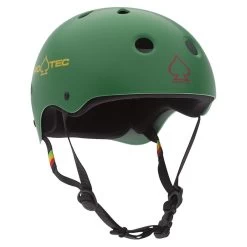 Pro-Tec Classic Matte Rasta Green Longboard Skateboard Helmet