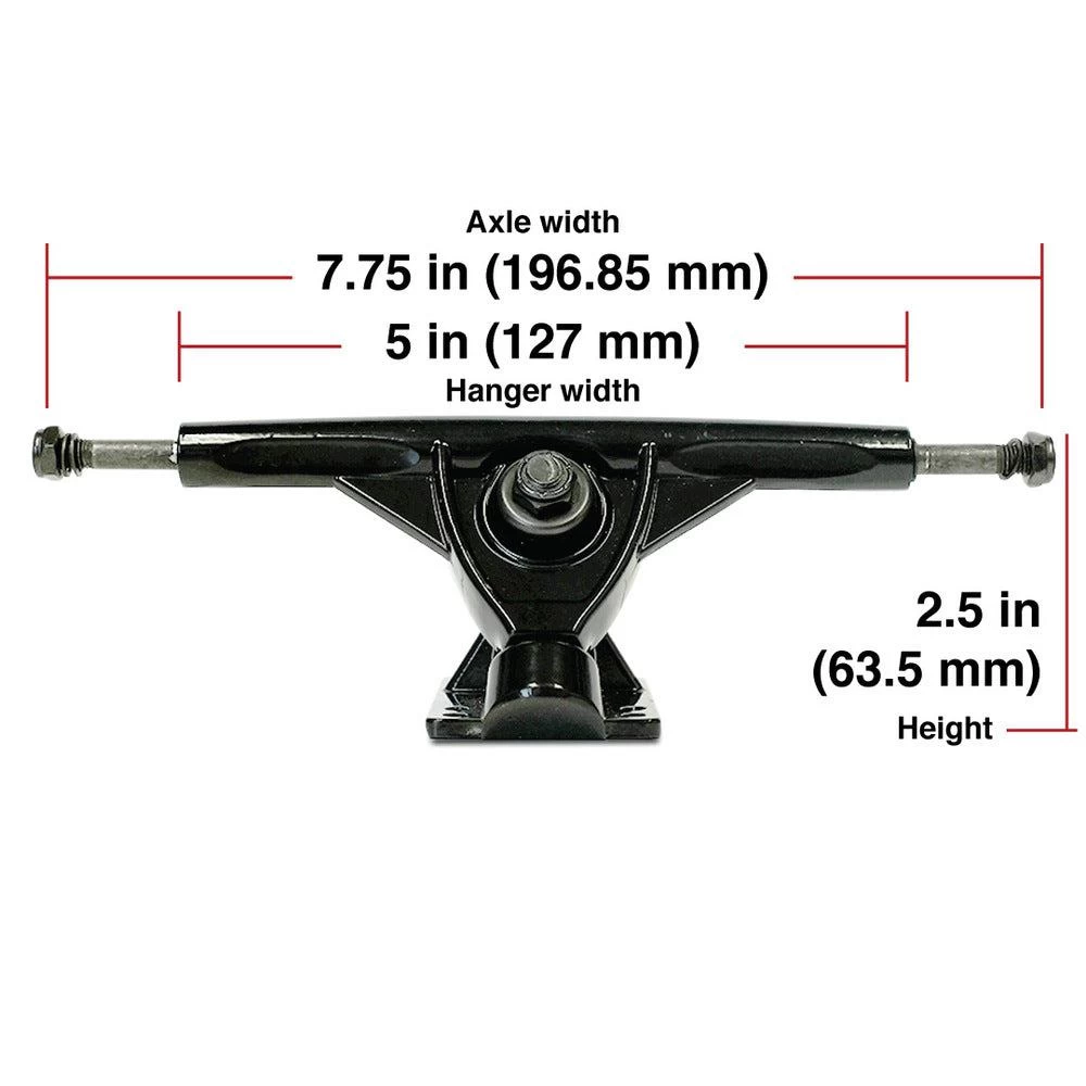Punked 125mm - Solid Black Skateboard Trucks | Set Of 2 - Image 2