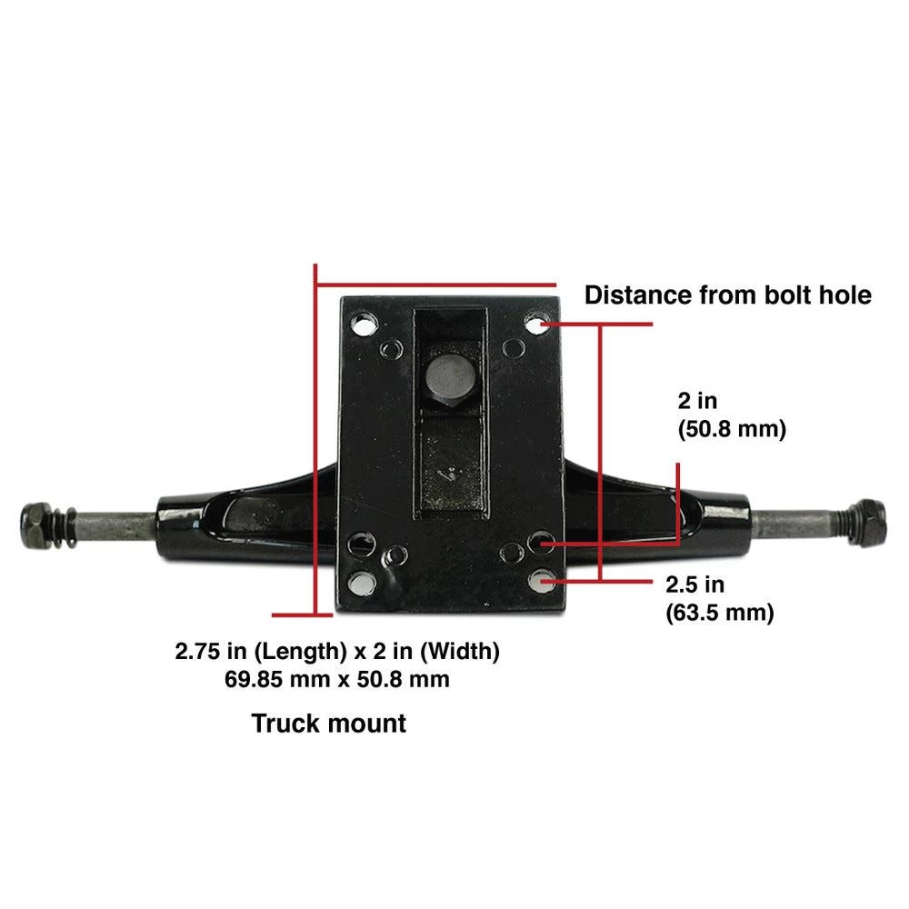 Punked 125mm - Solid Black Skateboard Trucks | Set Of 2 - Image 3