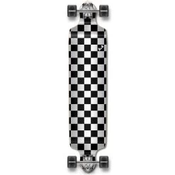 Punked Checkered Silver Drop Down Downhill Longboard