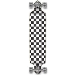 Punked Checkered White Drop Down Downhill Longboard
