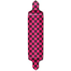 Punked Drop Down Longboard Deck - Checker Pink