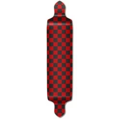 Punked Drop Down Longboard Deck - Checker Red
