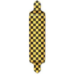 Punked Drop Down Longboard Deck - Checker Yellow
