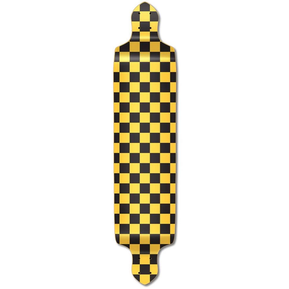 Punked Drop Down Longboard Deck - Checker Yellow
