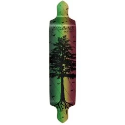 Punked Drop Down Longboard Deck - In The Pines : Rasta