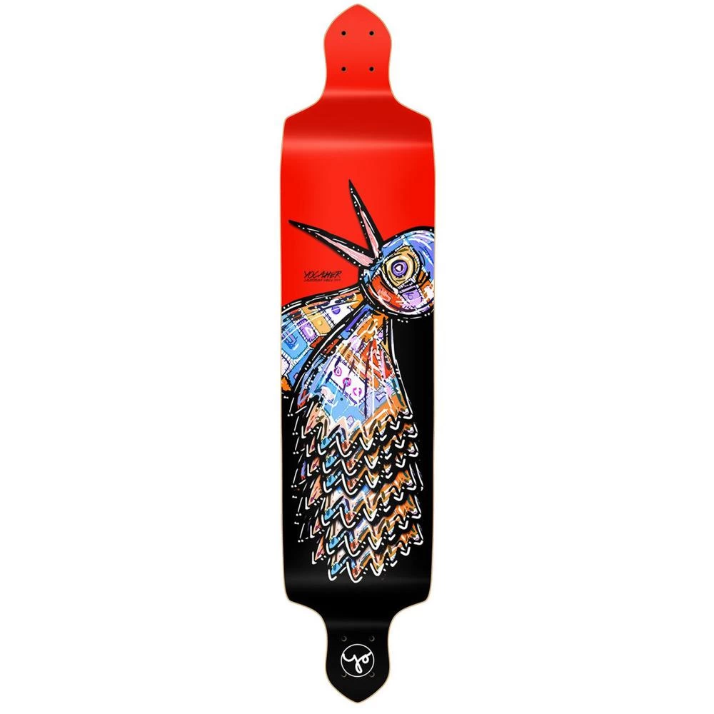 Punked Drop Down Longboard Deck - The Bird Red