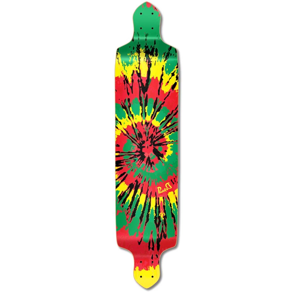Punked Drop Down Tiedye Rasta Longboard Deck