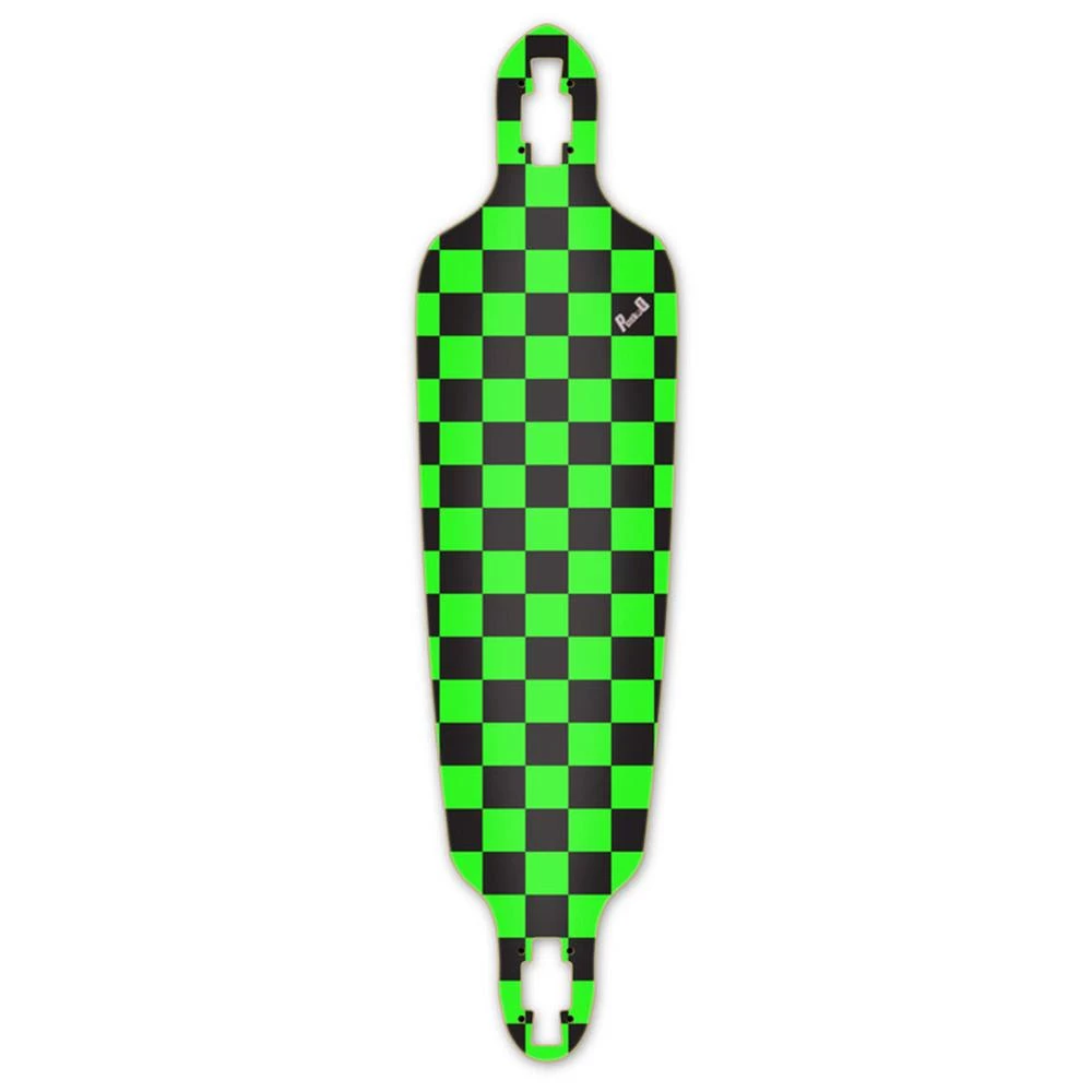 Punked Drop Through Longboard Deck - Checker Green