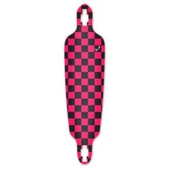 Punked Drop Through Longboard Deck - Checker Pink