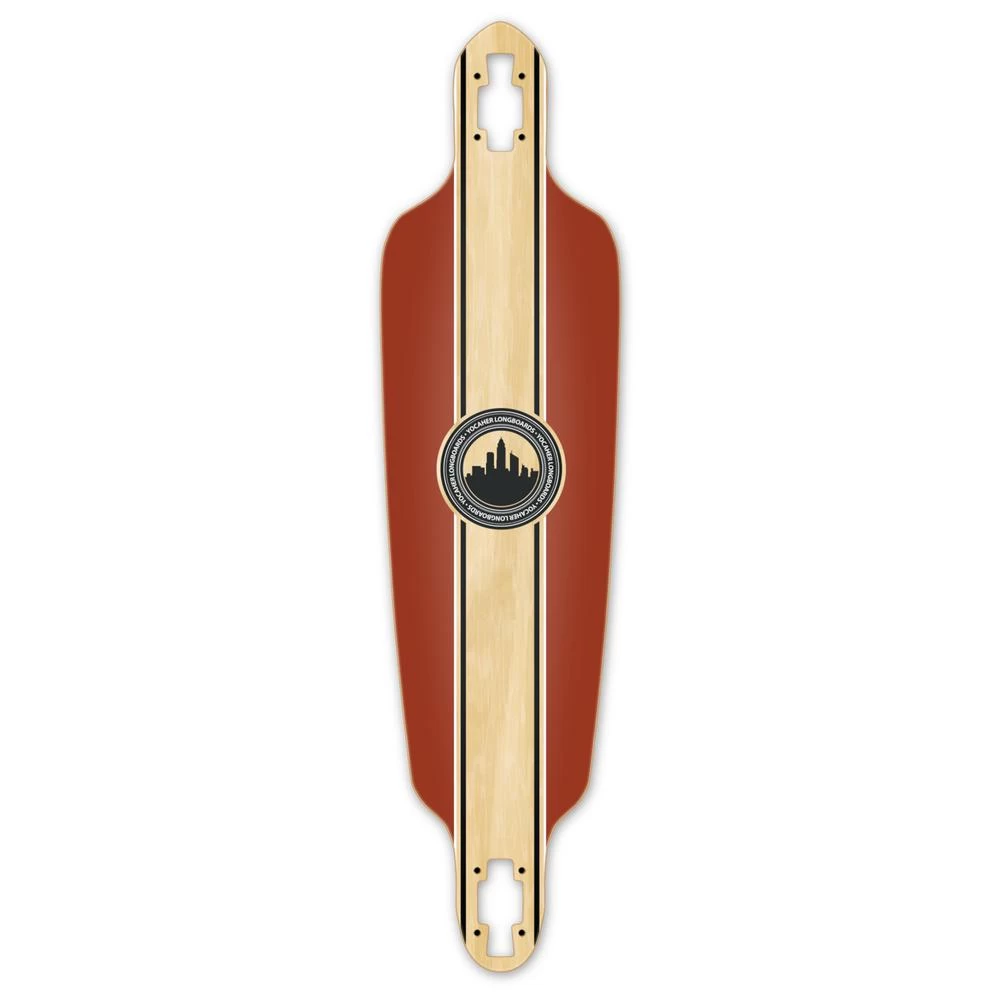 Punked Drop Through Longboard Deck - Crest Burgundy