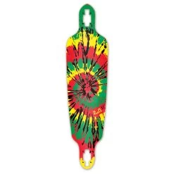 Punked Drop Through Tiedye Rasta Longboard Deck