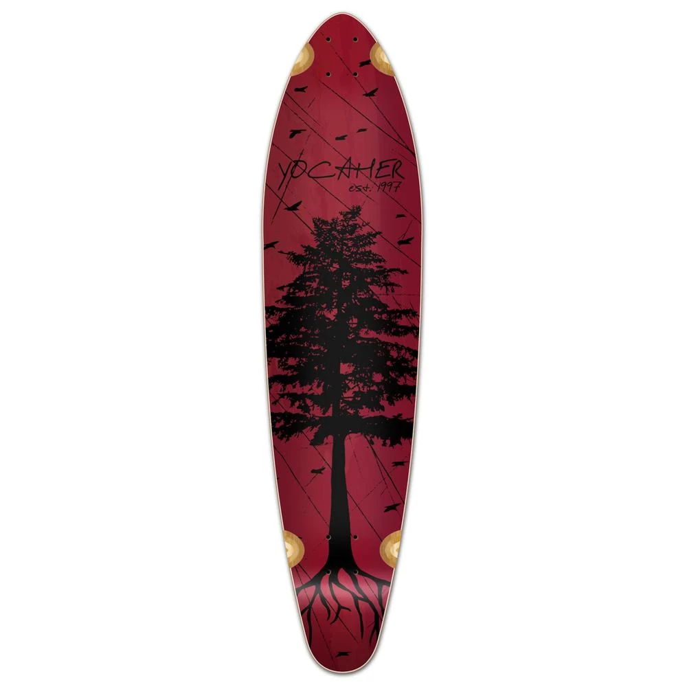 Punked Kicktail Longboard Deck - In The Pines : Red