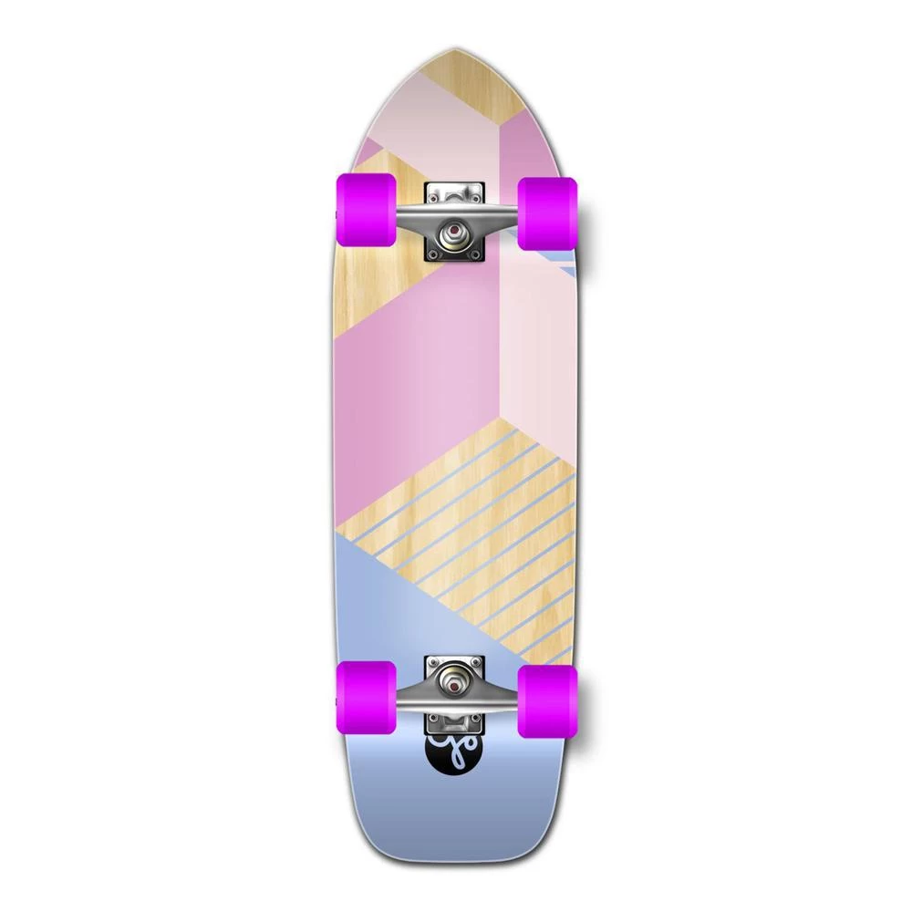 Punked Old School Longboard Complete -Geometric Series - Purple