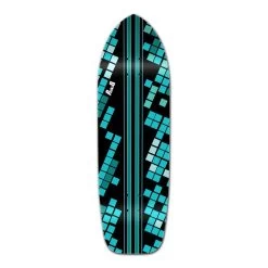 Punked Old School Longboard Deck - Black Digital Wave