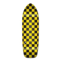Punked Old School Longboard Deck - Checker Yellow