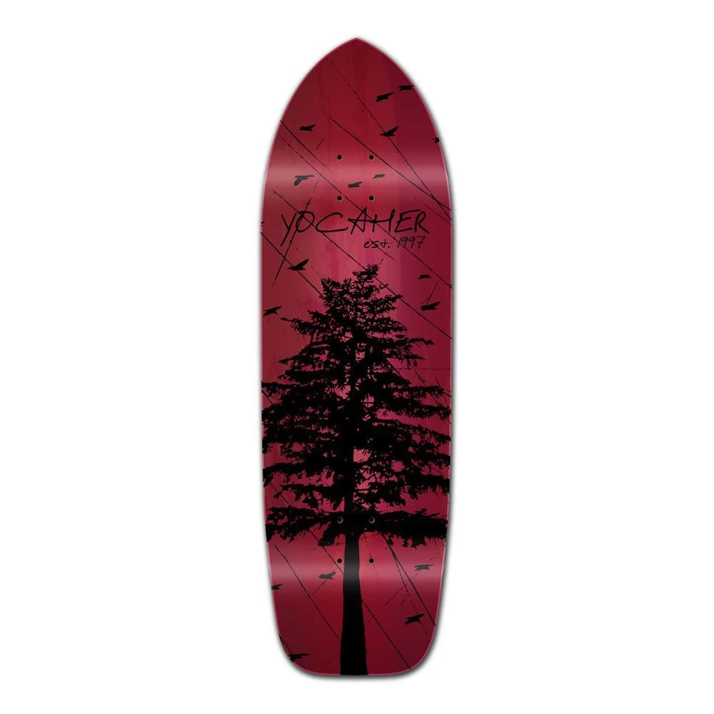 Punked Old School Longboard Deck - In The Pines Red