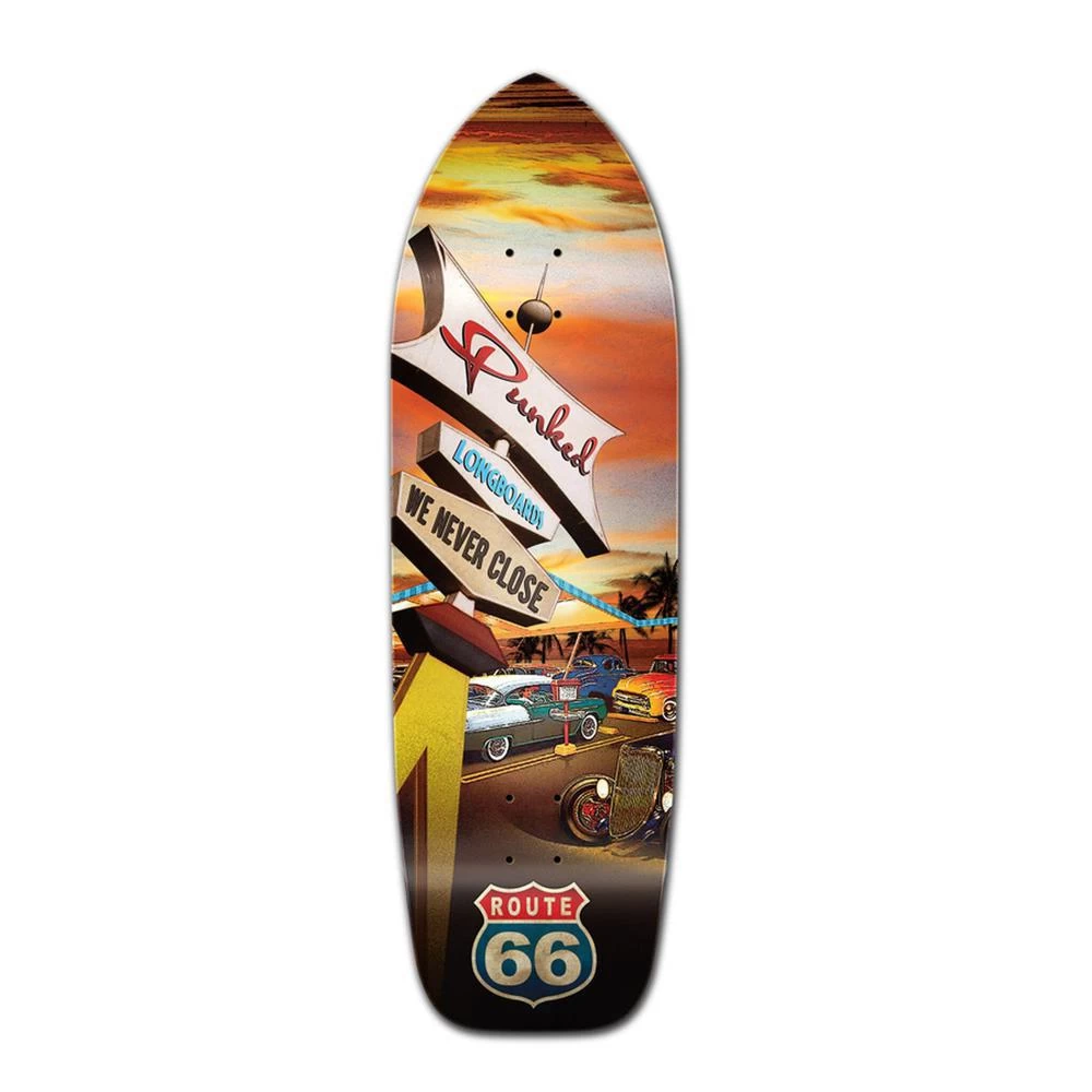 Punked Old School Longboard Deck -Route 66 Series - Diner