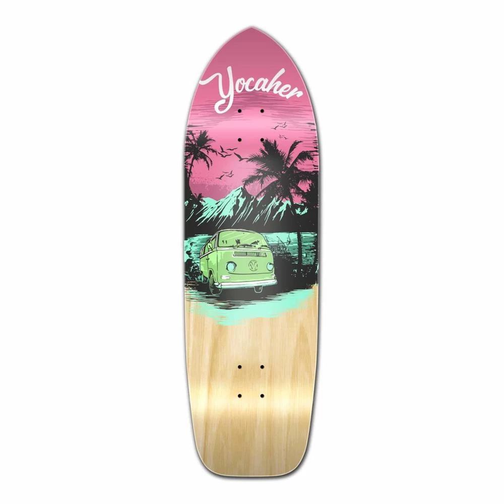 Punked Old School Longboard Deck -VW Series - Pink N' Mint