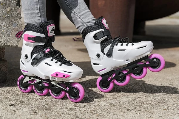 Rollerblade Apex Adjustable Inline Skates - White/Pink - Image 4