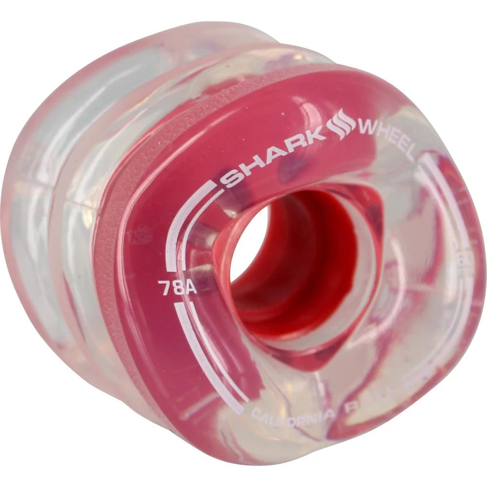 Shark Wheel 60mm Clear With Red Hub California Roll Skateboard Wheels - Image 2