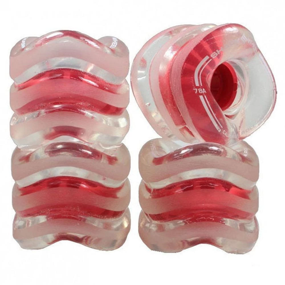 Shark Wheel 60mm Clear With Red Hub California Roll Skateboard Wheels - Image 3