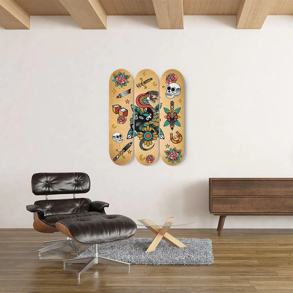 Vintage Cobra Tattoo Skateboard Wall Art - Image 2
